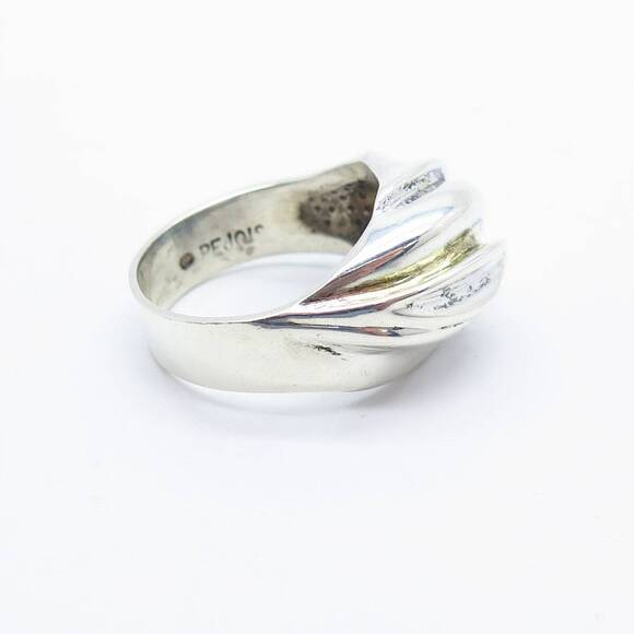925 Sterling Silver Vintage Pejois Beverly Hills Ribbed Ring Size 8.25 - Picture 6 of 9